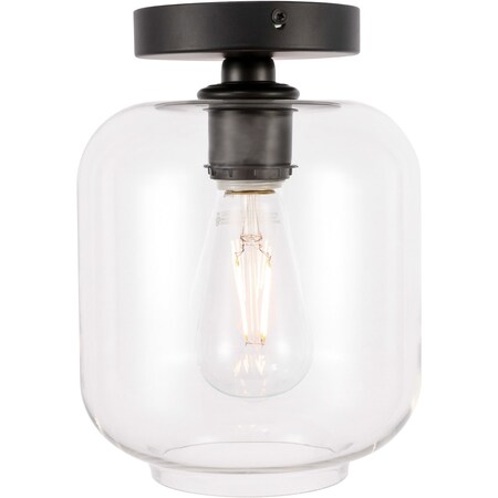 Collier One Light Black And Clear Glass Flush Mount